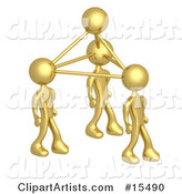 Gold Business People Connected by Atoms, Symbolizing Teamwork, Brainstorming, Creativity and Ideas