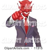 Greedy Horned Devil Pointing, Wanting Your Soul or Money