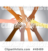 Group of Diverse Hands Reaching in Together