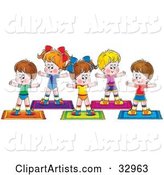 Group of Healthy Children Exercising in a Fitness Class