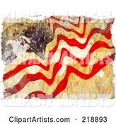 Grungy Abstract American Flag Water Color Painting with the USA Map