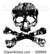 Grungy Black and White Skull and Crossbones