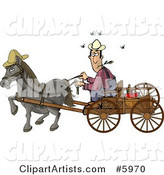Horse Pulling a Farmer on a Wagon