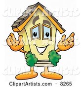 House Mascot Cartoon Character with Welcoming Open Arms