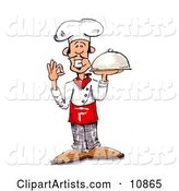 Male Chef in a Chefs Hat, Holding a Serving Platter
