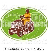Man Opering a Ride on Lawn Mower Logo