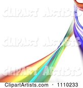 Rainbow Fractal of Colorful Swooshes on White with Copyspace