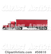 Red Big Rig Truck - Angle 2