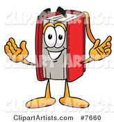 Red Book Mascot Cartoon Character with Welcoming Open Arms