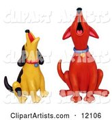 Red Dog and Yellow Dog Howling Together