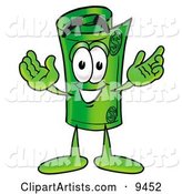 Rolled Money Mascot Cartoon Character with Welcoming Open Arms