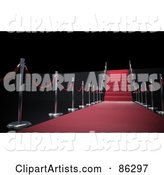 Rope and Pole Lined Red Carpet and Stairs over Black