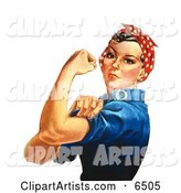 Rosie the Riveter Isolated on White, Facing Left