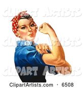 Rosie the Riveter Isolated on White, Facing Right