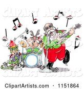 Santa an Elf and Reindeer in a Rock and Roll Christmas Band