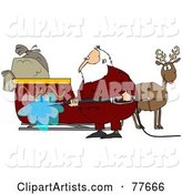 Santa Spraying down His Sleigh with a Pressure Washer