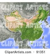 Shaded Relief Map of China