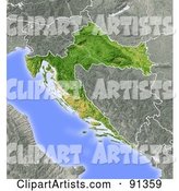 Shaded Relief Map of Croatia