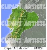 Shaded Relief Map of Ecuador
