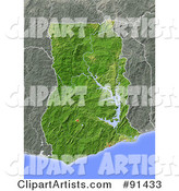 Shaded Relief Map of Ghana