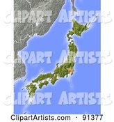 Shaded Relief Map of Japan