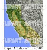 Shaded Relief Map of the State of California