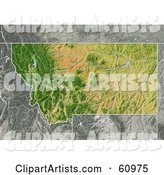 Shaded Relief Map of the State of Montana