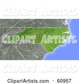 Shaded Relief Map of the State of North Carolina