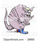Smiling Armadillo in American Cowboy Boots and a Hat