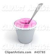 Spoon in a Cup of Strawberry Frozen Yogurt