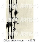 Stalks of Black Silhouetted Bamboo on a Beige Stone Background