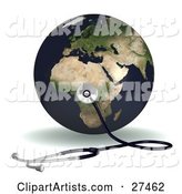 Stethoscope up Against Planet Earth on the African Continent, Symbolizing World Heath or Ecology