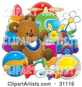 Teddy Bear with Baby Toys in a Nursery