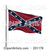 The Confederate Flag Waving on a Pole