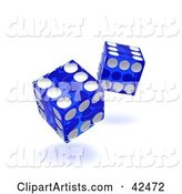 Two Blue and White Tumbling Dice