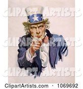 Uncle Sam Wearing the Starred Hat and Pointing His Finger