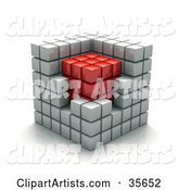 White Cubic Walls Around a Red Core in a Puzzle Cube