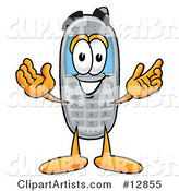 Wireless Cellular Telephone Mascot Cartoon Character with Welcoming Open Arms