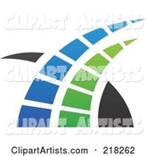 Abstract Blue, Green and Black Swoosh Logo Icon - 1