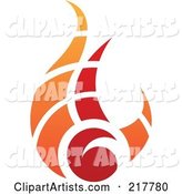 Abstract Red and Orange Fire Logo Icon - 1