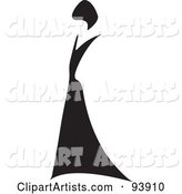 Abstract Woman with Black Hair, in a Black Dress