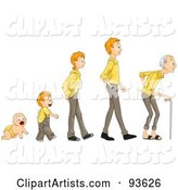 Baby Shown in Stages of Growth to Boy, Teen, Man and Senior