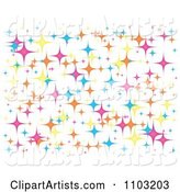 Background of Colorful Star Sparkles on White