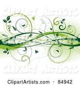Background of Green Vines and Butterflies