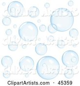 Background of Transparent Blue Floating Bubbles