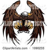Bald Eagle Mascot Flying and Reaching with Talons