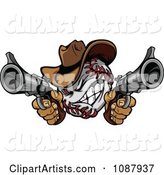 Baseball Cowboy Shooting with Two Pistols