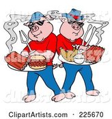 Bbq Pigs with Plates of Ribs, Pulled Pork Burgers and Poultry