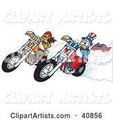 Bearded Biker Dude Racing Choppers with Uncle Sam