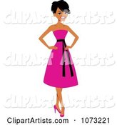 Beautiful Black Woman in a Pink Dress